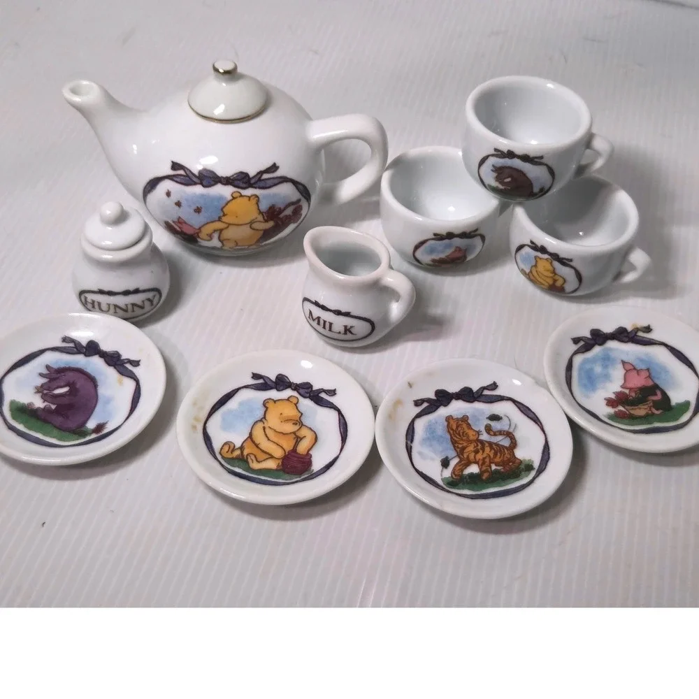 Disney Schylling Classic Winnie the Pooh Mini China Tea Set Incomplete Teapot